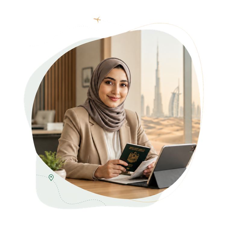 Emirates Transit Visa consultant assisting a traveller