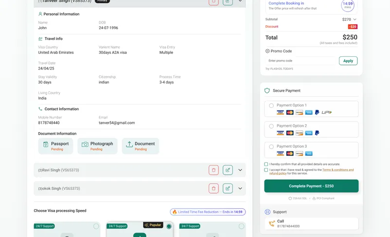 Paying the Emirates visa fee securely online