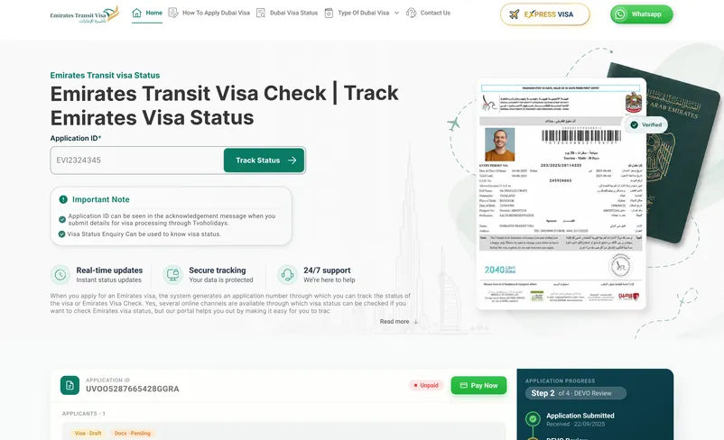 Tracking the Emirates visa status and downloading the approved visa
