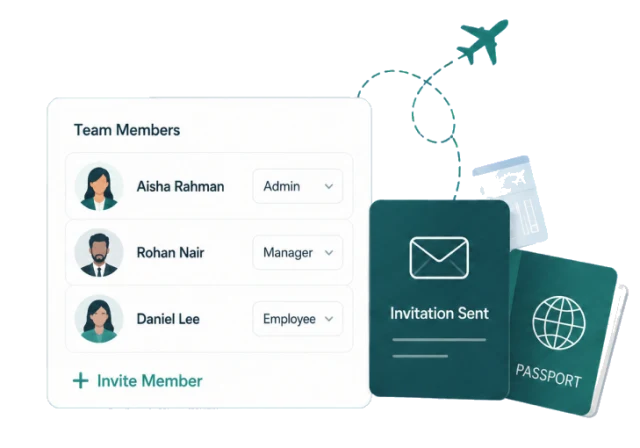 Inviting team members and starting to book corporate travel