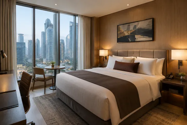 Comfortable hotel room for business travelers